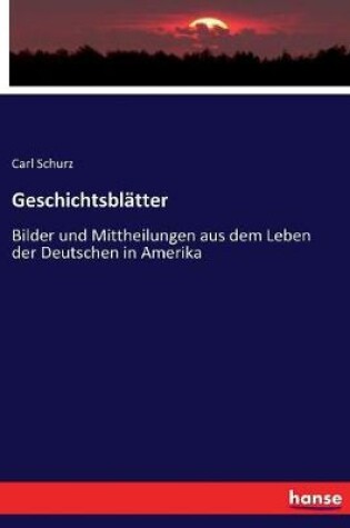 Cover of Geschichtsblatter