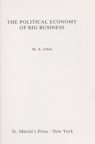 Cover of The Political Economy of Big Business