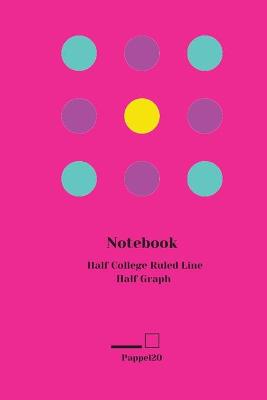 Book cover for Half College Ruled Line Half Graph Notebook Cover Hollywood Cerise color 160 pages 6x9-Inches