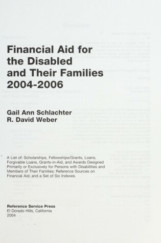 Cover of Financial Aid for the Disabled, 2004-2006