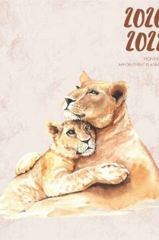Cover of 2020-2022 Three 3 Year Planner Watercolor Lion Cub Monthly Calendar Gratitude Agenda Schedule Organizer