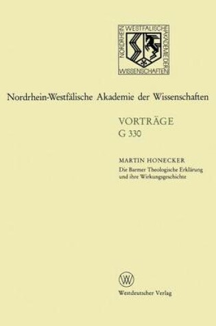 Cover of Die Barmer Theologische Erklarung Und Ihre Wirkungsgeschichte