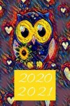 Book cover for Blue Yellow Owl With Sunflower and Hearts Gift 25 Month Weekly Planner Dated Calendar for Women & Men