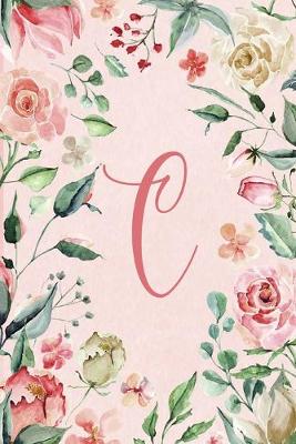 Cover of Notebook 6"x9" - Initial C - Pink Green Floral Design