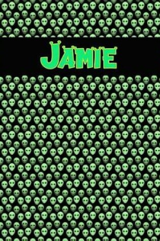 Cover of 120 Page Handwriting Practice Book with Green Alien Cover Jamie