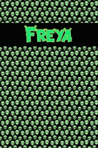 Cover of 120 Page Handwriting Practice Book with Green Alien Cover Freya