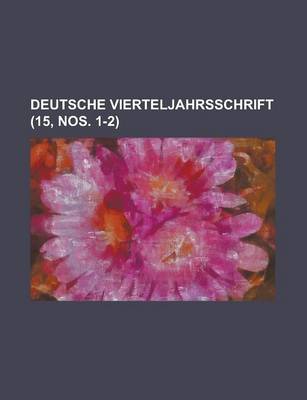 Book cover for Deutsche Vierteljahrsschrift (15, Nos. 1-2)