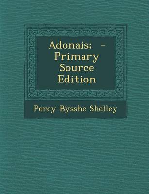 Book cover for Adonais; - Primary Source Edition