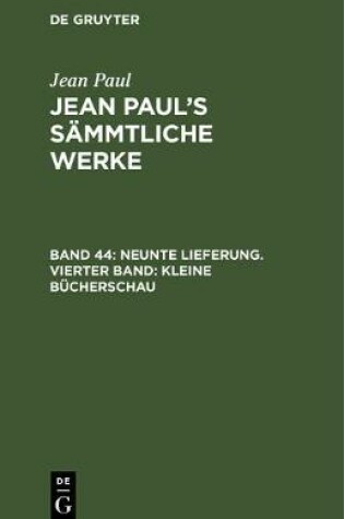 Cover of Neunte Lieferung. Vierter Band: Kleine Bucherschau