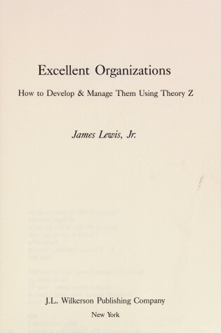 Cover of Excellent Organizations