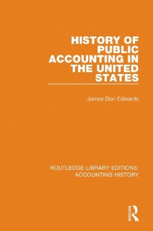 Cover of History of Public Accounting in the United States