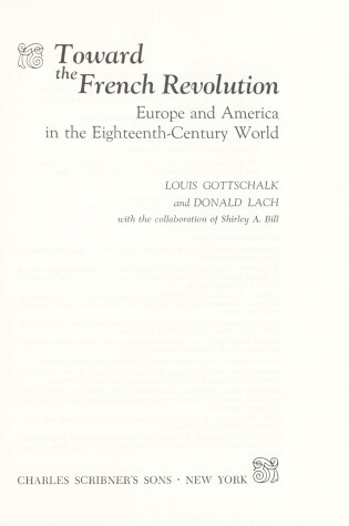 Cover of Toward the French Revolution