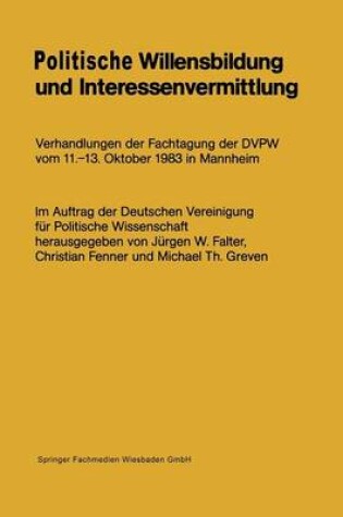 Cover of Politische Willensbildung und Interessenvermittlung