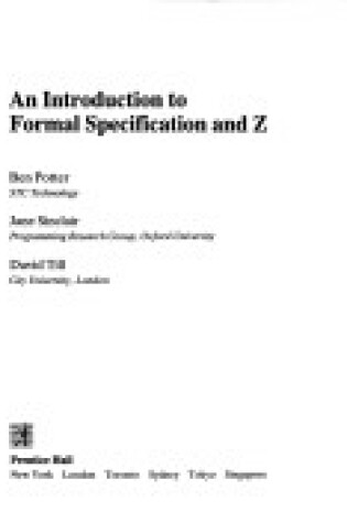 Cover of An Introduction to Formal Specification and Z