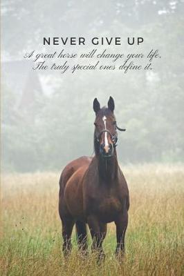 Book cover for Never Give Up. a Great Horse Will Change Your Life. the Truly Special Ones Define It.