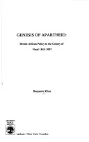 Cover of Genesis of Apartheid