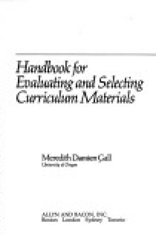 Cover of Handbook for Evaluating and Selecting Curriculum Materials