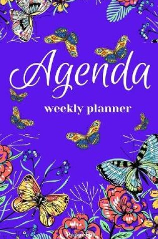 Cover of Agenda -Weekly Planner 2021 Butterflies Purple Hardcover136 pages 6x9-inches