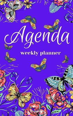 Book cover for Agenda -Weekly Planner 2021 Butterflies Purple Hardcover136 pages 6x9-inches