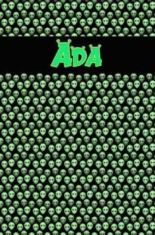 Cover of 120 Page Handwriting Practice Book with Green Alien Cover Ada