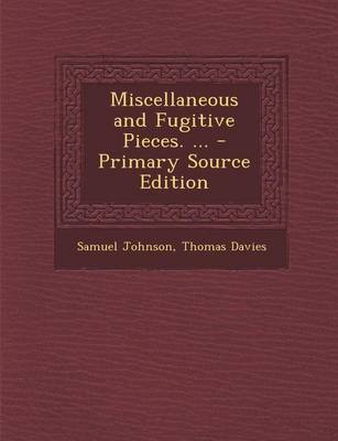 Book cover for Miscellaneous and Fugitive Pieces. ...