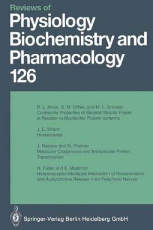 Cover of Reviews of Physiology, Biochemistry and Pharmacology 126