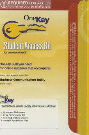 Cover of OneKey WebCT, Student Access Kit, Business Communication Today