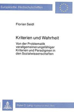 Cover of Kriterien Und Wahrheit
