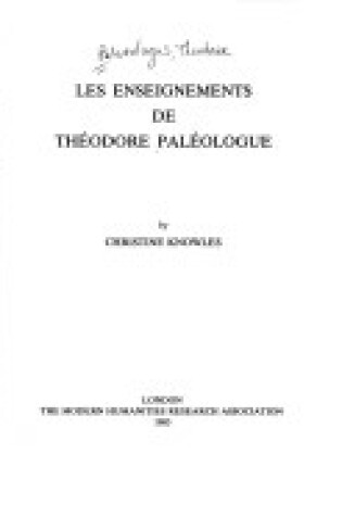 Cover of Enseignements de Theodore Paleologue