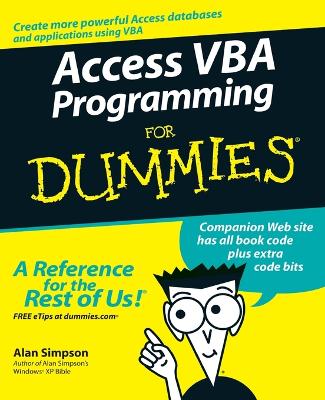 Book cover for Access VBA Programming For Dummies