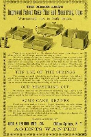 Cover of The Misses Lisk's Improved Patent Cake Tins And Measuring Cups