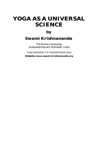 Cover of Yoga as a Universal Science
