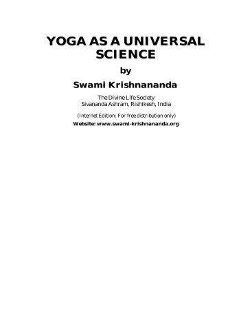 Book cover for Yoga as a Universal Science