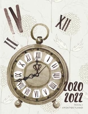 Book cover for 2020-2022 Three 3 Year Planner Watercolor Clocks Monthly Calendar Gratitude Agenda Schedule Organizer