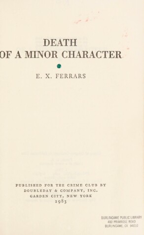 Book cover for Death of a Minor Character