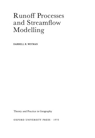 Book cover for Runoff Processes and Streamflow Modelling