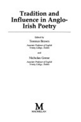 Cover of Tradition and Influence in Anglo-Irish Poetry