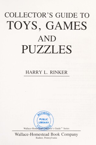 Cover of Collector's Guide to Toys, Games and Puzzles