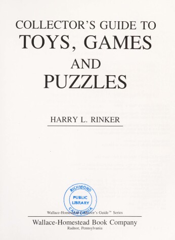 Book cover for Collector's Guide to Toys, Games and Puzzles