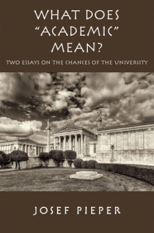 Cover of What Does "Academic" Mean? - Two Essays on the Chances of the University Today