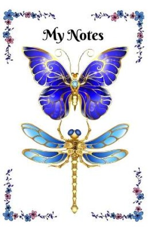 Cover of Blue and Gold Butterfly and Dragonfly Notebook