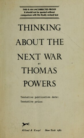 Book cover for Thinking Abt Next War