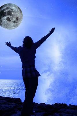 Book cover for Woman Faces Wave Beneath Full Moon Journal