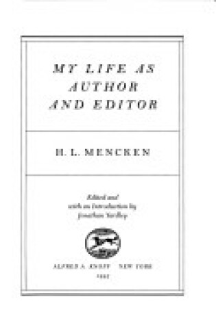 Cover of My Life as Author and Editor