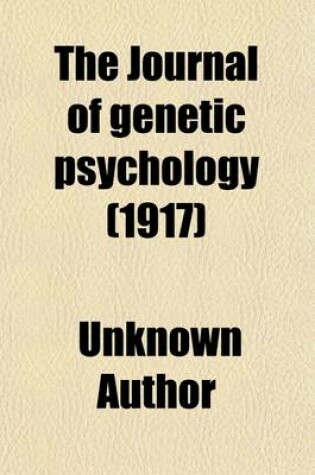 Cover of Journal of Genetic Psychology Volume 24