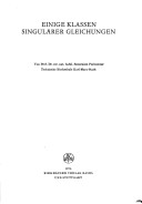 Cover of Einige Klassen Singularer Gleichungen