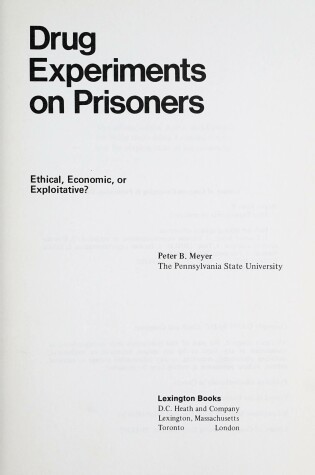 Cover of Drug Experiments on Prisoners