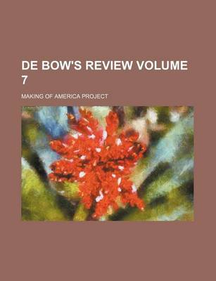 Book cover for de Bow's Review Volume 7