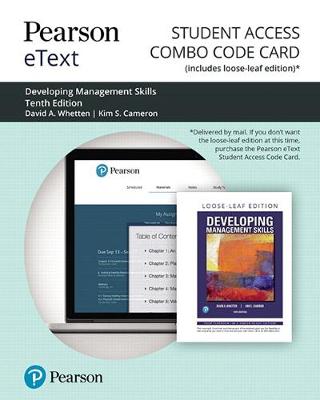 Book cover for Pearson Etext for Developing Management Skills -- Combo Access Card