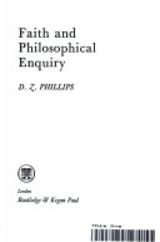 Cover of Faith and Philosophical Enquiry